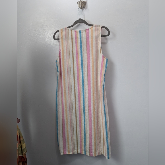 Westbound Multi Colored Vertical Linen Blend Midi Dress Size 1X - Picture 6 of 14